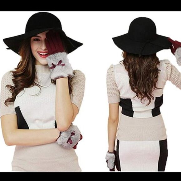Women\'s Foldable Wide Brim Retro Fedora Floppy Felt Bowler Hat